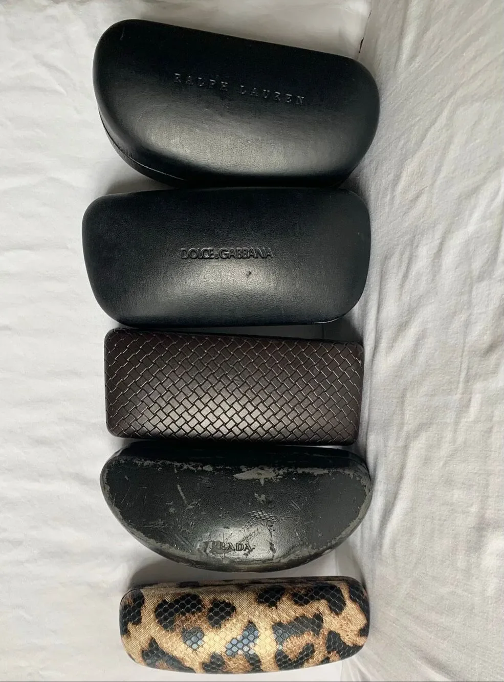 5 piece DESIGNER Logo Eye Glass Hard Case Shell LOT Prada d&g Cole Haan